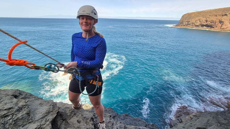 Agaete: Gran Canaria Coasteering. Marine Ferrata and Zipline - Hiking toward the aboriginal cave
