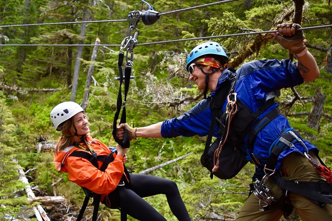 Alpine Zipline Adventure in Juneau, AK - Rain can make the day better and harder