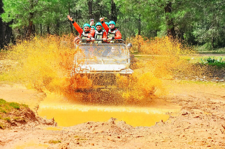 Antalya: Ziplining, Rafting, Jeep Tour & Quad Safari w/Lunch - Buggy and quad rides through mud and rock