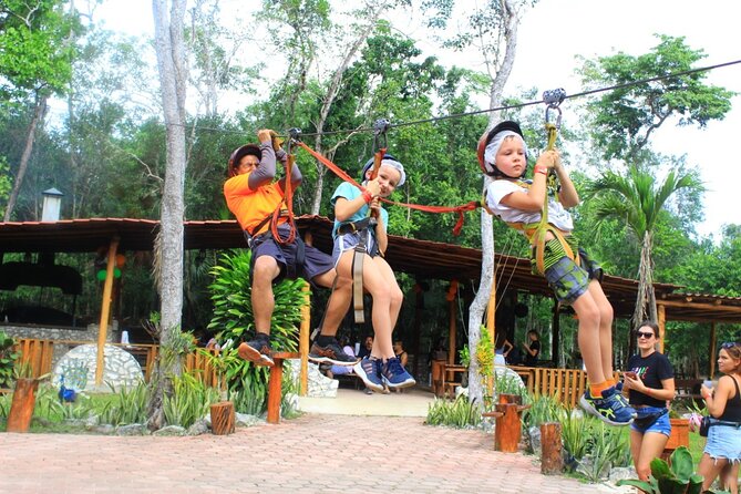 ATV's (shared), Ziplines & Cenote! Half-Day with Transportation from Cancun - Flying over the jungle on the zipline course