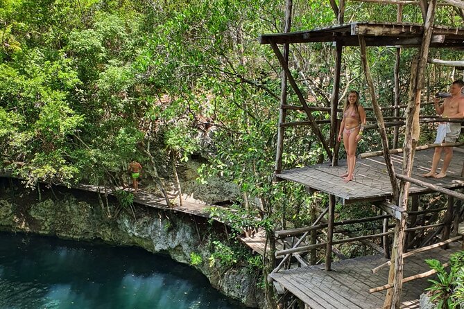 ATV Tour Zipline and Explore 2 Hidden Cenotes - Kin Ha Cenote and its blue cave water