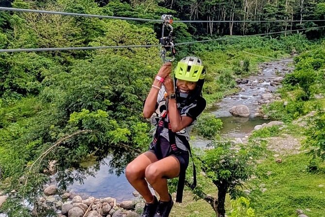 ATV Zipline Nature Walk Swing over Wishing River Kingston Jamaica - Zipping over trees and the Wishing River