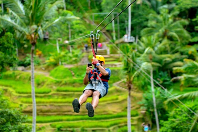 Bali Ubud Zipline and ATV Quad Bike Adventure - A high view over Tegalalang’s rice terraces