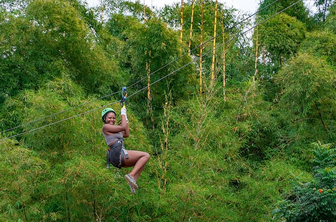 Bambuza ATV, Zipline and Horseback Adventure from Negril - Ziplining through giant bamboo