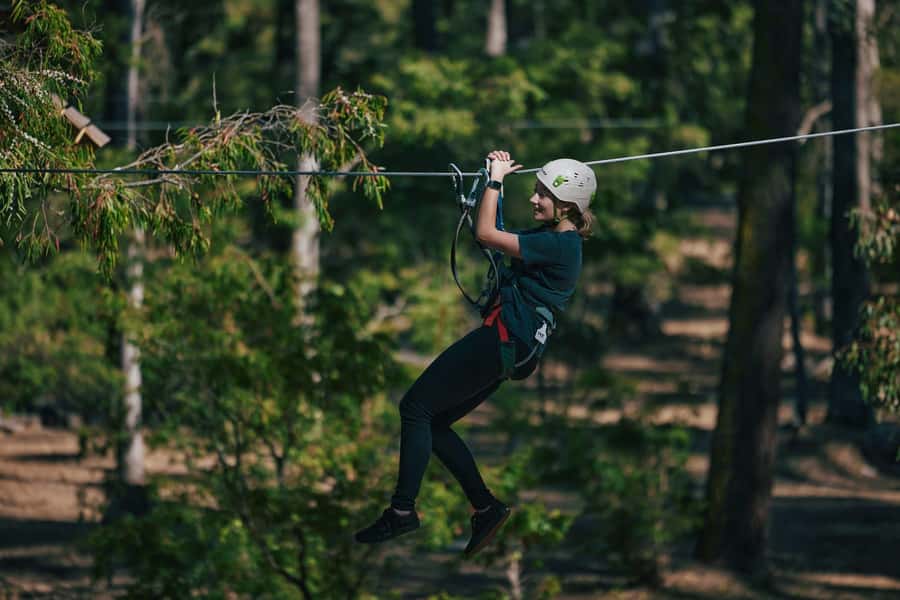 Busselton: Forest Adventure with Zip Lining and Rope Course - The dedicated zipline course and its long final run