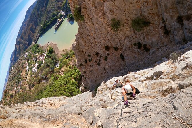 Caminito del Rey - Via Ferrata & Zip Line Adventure - Climbing the steel rungs above the ravine