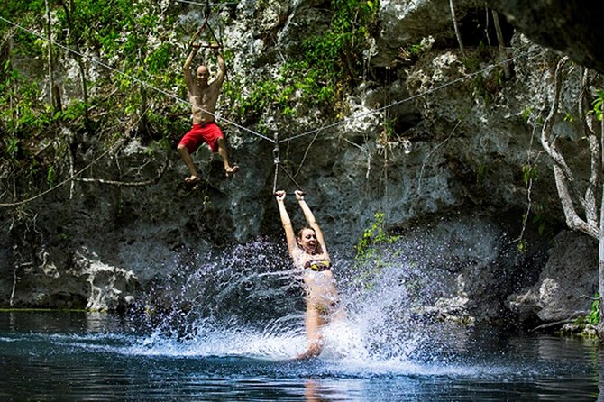 Cancun Combo Tour: Zipline and Off-Road Buggy Adventure - Cooling off at Lukama cenote