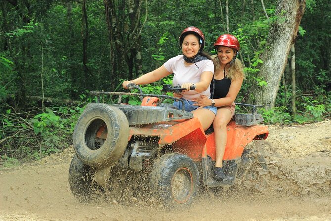 Cancun Jungle Adventure ATVs, Ziplines & Cenote Swim - ATV paths, puddles, and shared driving