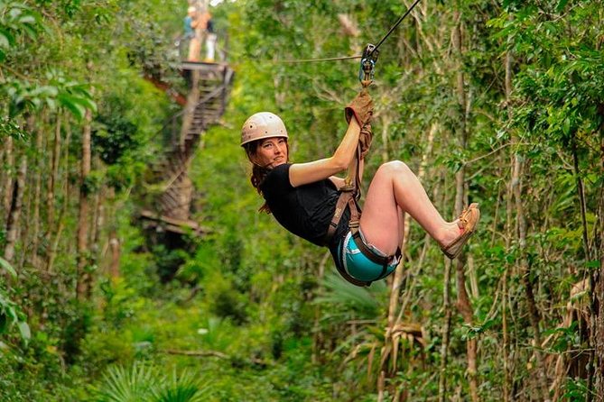 Cenote, Zipline & ATV Shared Combo 3x1 from Playa del Carmen & Cancun - Six zip lines through the jungle canopy