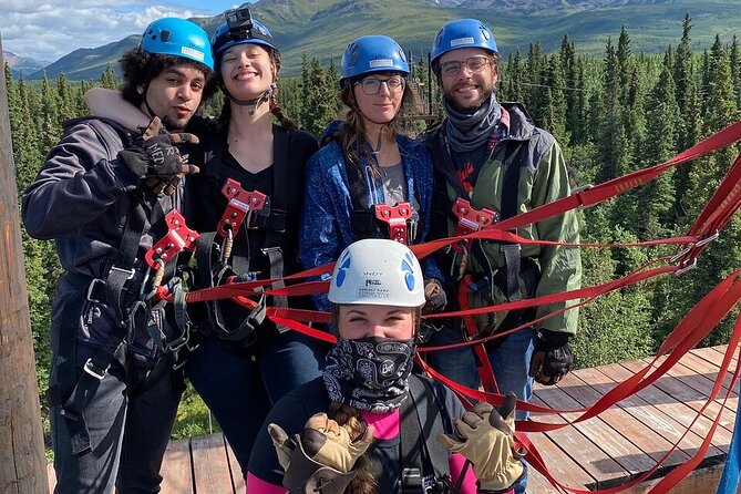 Denali Park Zipline Adventure - Getting fitted with a full-body harness
