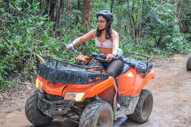 Drive an Atv shared, swim in a Cenote and ziplines in the Cancun - Guides, food, and the organized park setting