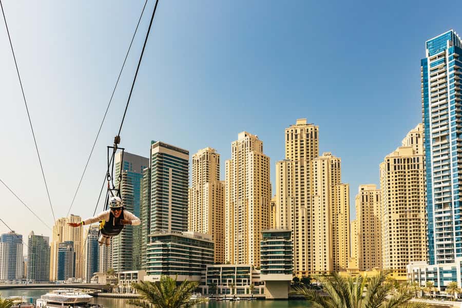 Dubai: Marina Ziplining with Photos, Video and Meal - Riding beside a friend