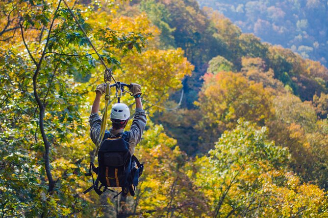 Epic Zipline Canopy Tour - The Gorge Zipline: Saluda, NC - Getting fitted with safety equipment