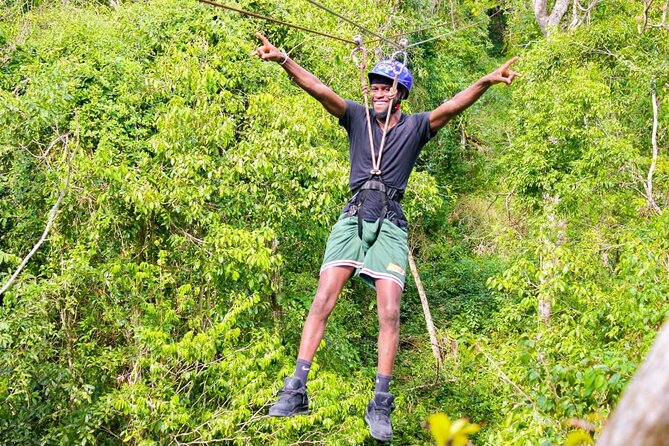 Family ATV Cenote Five Zip Lines Photos Taco Lunch Tequila Taste - Five zip lines, a hanging bridge, and optional jumps