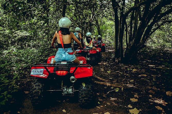 Family ATV Cenote Five Zip Lines Photos Taco Lunch Tequila Taste - Freshwater cenotes with swimming and cliff jumps