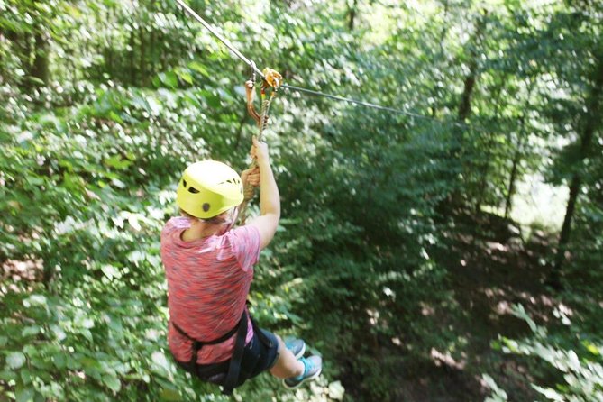 Fontanel Zipline Forest Adventure at Nashville North - Getting fitted for the cables