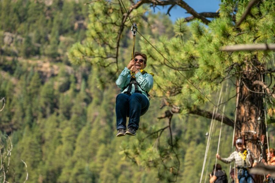 From Durango: All-Day Zipline Adventure with Train & Lunch - Lunch suspended above the Animas River