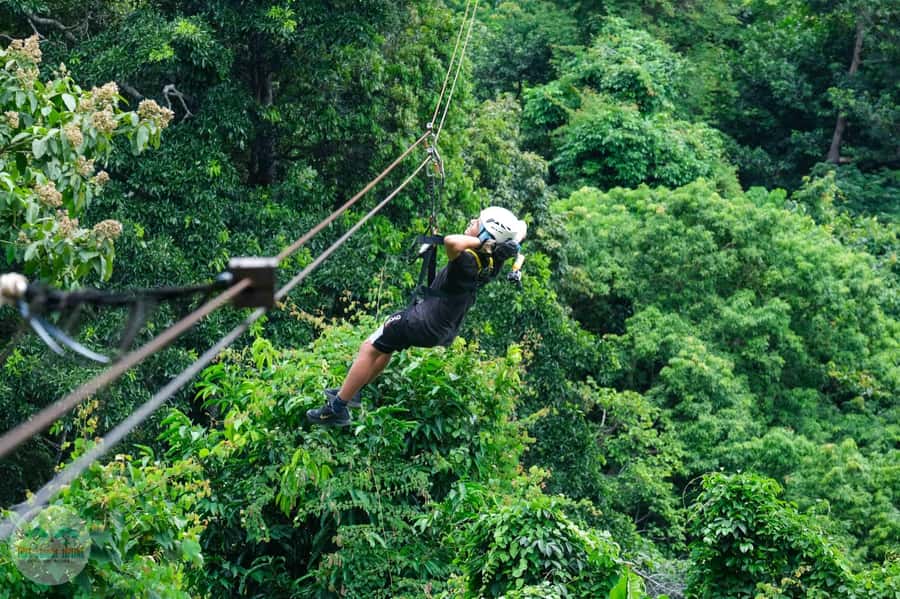 From Koh Samui: Tree Bridge Zipline and Café Experience - Eight cables, bridges, and a waterfall view