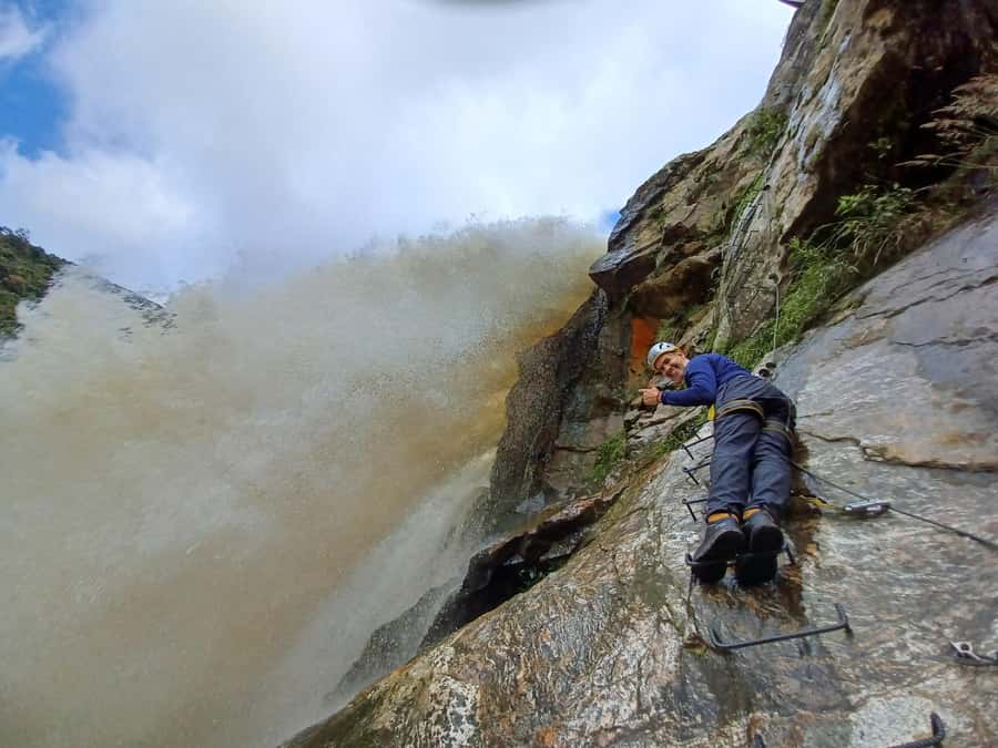 From Medellin:Powerful via Ferrata & Zipline Giant Waterfall - Guide support and safety on a demanding day