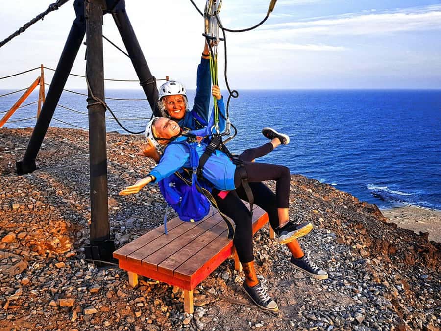 From Santa Maria: Sal island Zipline Experience (Official) - The climb to Serra Negra’s mountain top