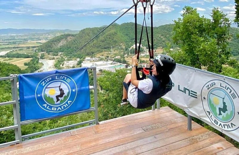From Tirana: Petrela Zipline Adventure with Transport - What the flight over Petrela feels like
