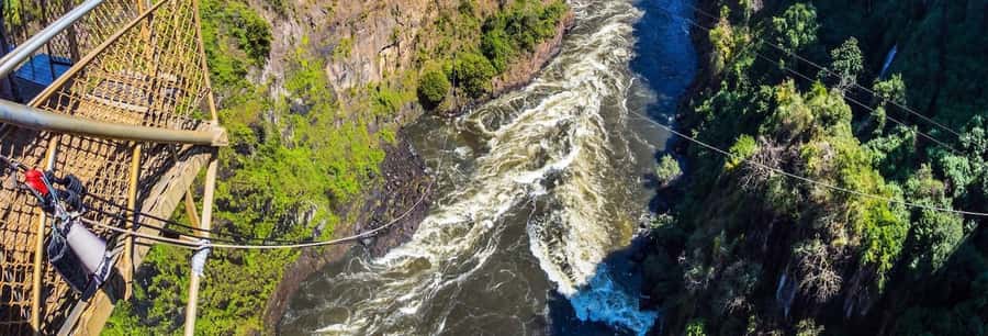 From Victoria Falls: Zip Line from the Victoria Falls Bridge - Getting ready for the launch