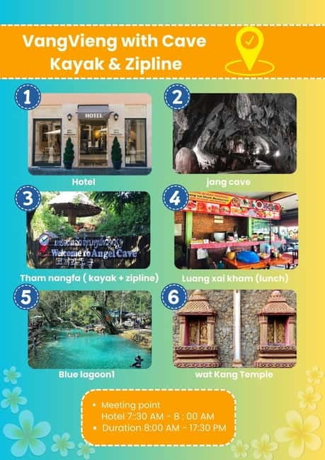 From Vientiane: Vang Vieng Tour with Cave Kayak & Zipline - Ziplining near Nangfa Cave