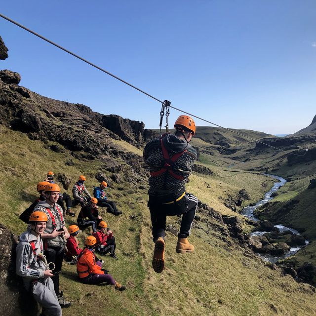 From Vík: Zipline and Hiking Adventure Tour - Big Rush and the view toward Hundafoss