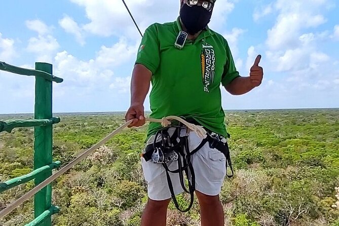 Half-day Adventure: Cenote + Ziplining + ATV Tour - Five ziplines above the trees