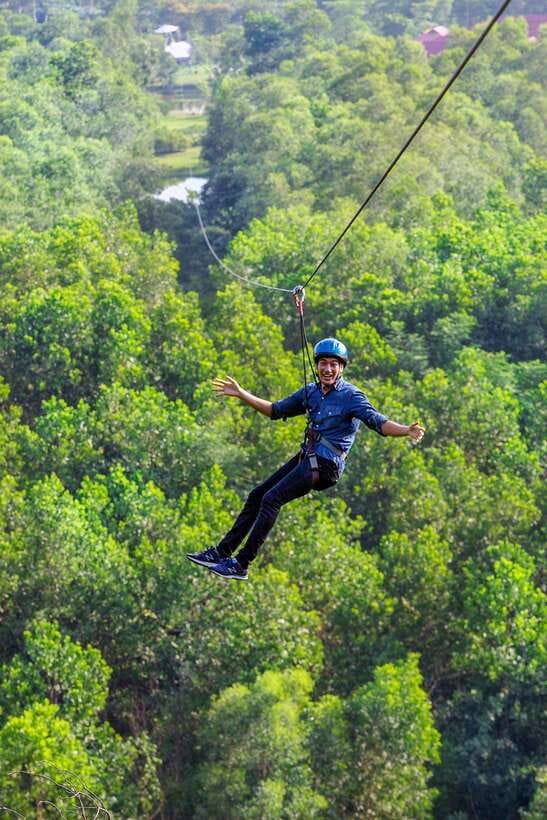 Hue: Full-day Nature’s Bliss From Hot Springs To Zip Line - Highwire obstacles with three levels of difficulty