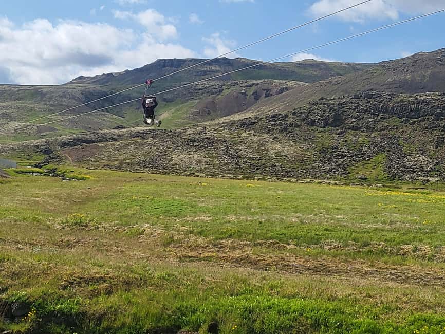 Hveragerdi: Mega Zipline Experience - Getting ready for a seated flight at 100 km/h