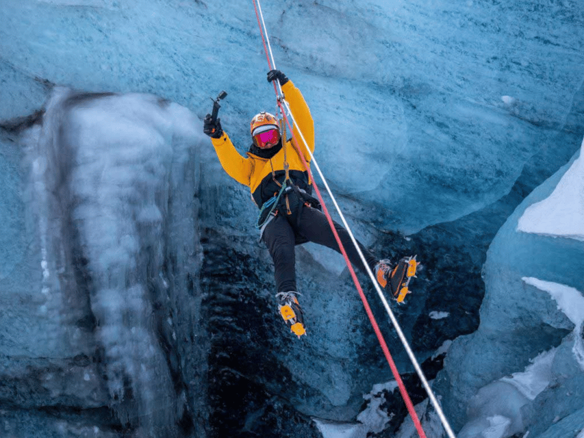 Iceland: Zip Line Tour + Glacier Adventure - Waiting your turn above the ice