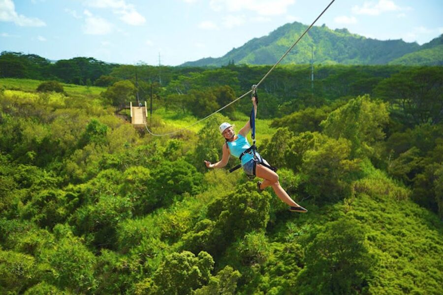 Kauai: Zipline Adventure - From Poipu Shopping Village to the course