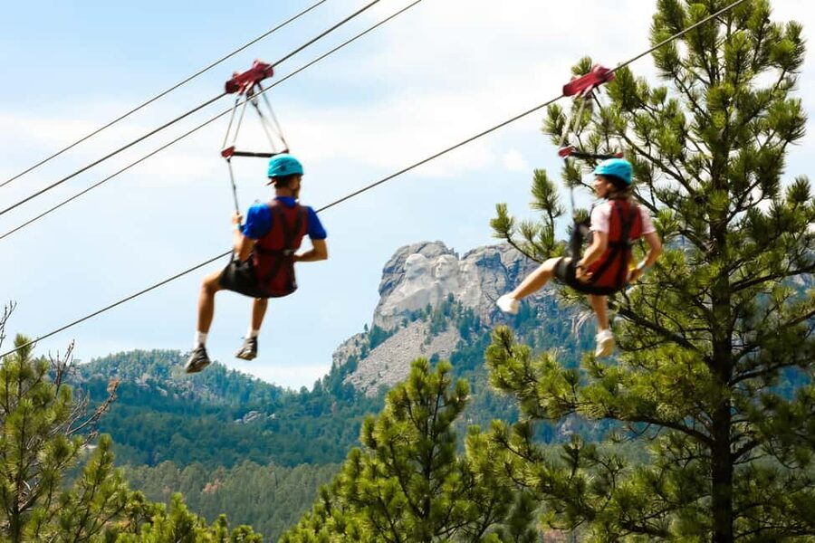 Keystone, SD: Pinnacle Zipline Tour by Mt. Rushmore - Flying toward Mt. Rushmore instead of driving there