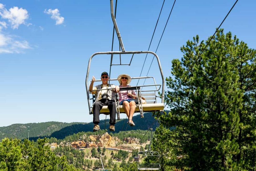 Keystone, SD: Pinnacle Zipline Tour by Mt. Rushmore - The chairlift ride sets the pace