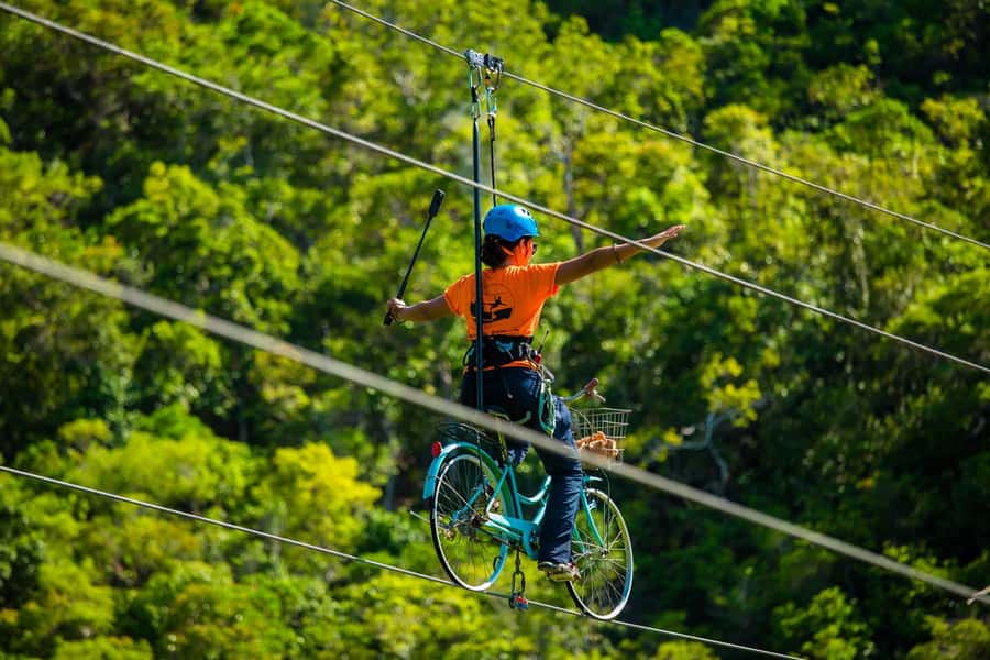 Ko Pha Ngan: Sky-High Zipline & Wang Sai Waterfall Views - Pedaling the air on the Sky Bike