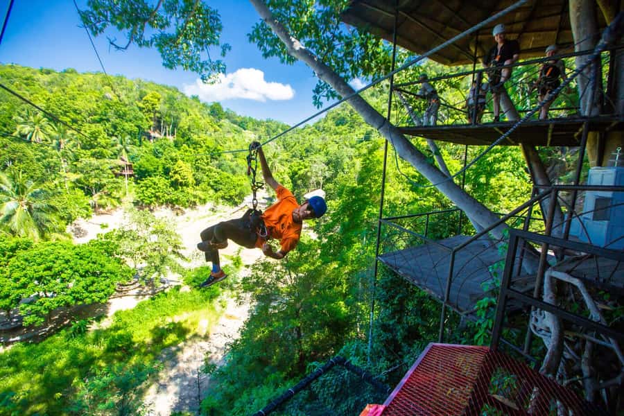Ko Pha Ngan: Sky-High Zipline & Wang Sai Waterfall Views - The Sky Table adds fruit, juice, and a pause