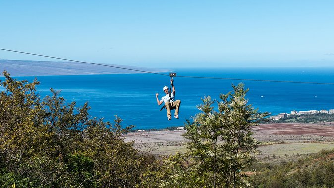 Maui 8 line Zipline Adventure: Soar above valleys & Island views - The first launch: island views before the adrenaline
