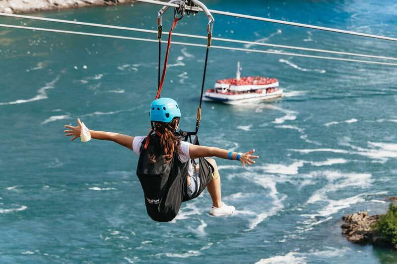 Niagara Falls, Canada: Zipline to The Falls - Flying toward Niagara Falls, not over the brink
