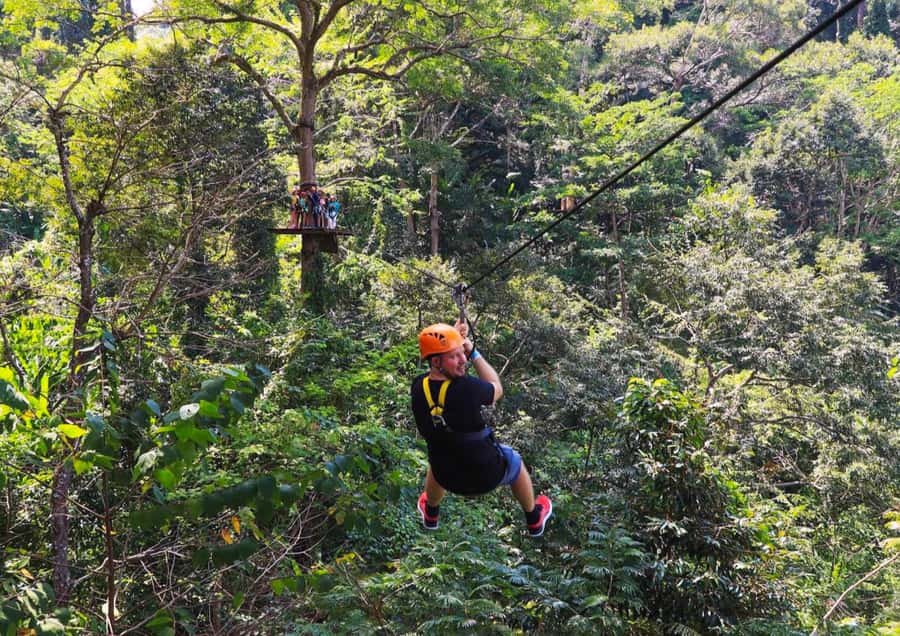 Phuket : Ride ATV Adventures ,Zipline & Viewpoint Panoramic - Riding an ATV toward Wat Phra Yai