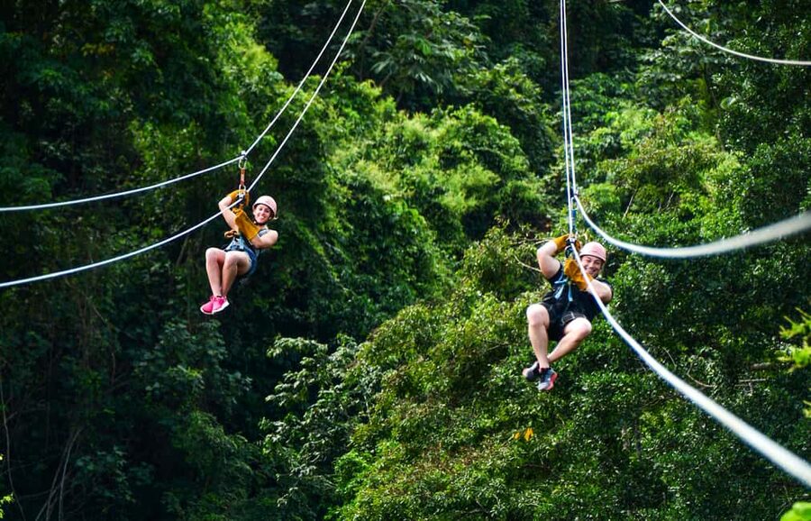 Punta Cana: Zip-Lining 12 Cables - Getting fitted for the 12 cables