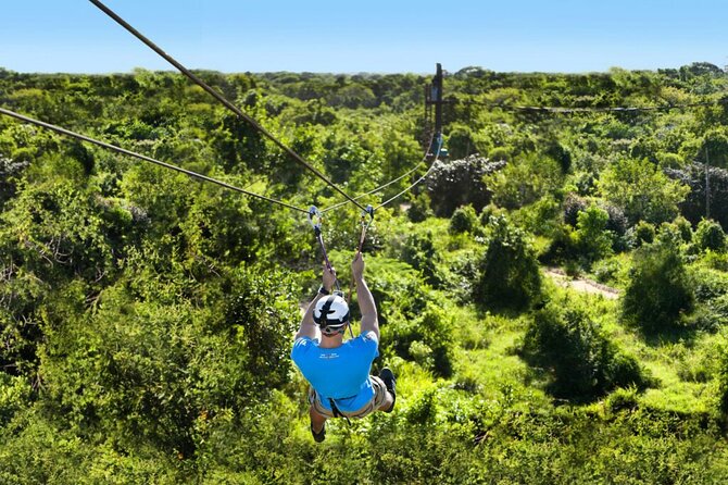 Punta Cana Ziplines, Hanging Bridge, and Waterfall Pool Adventure - The Blue Lagoon Cenote and Mega Splash Finish