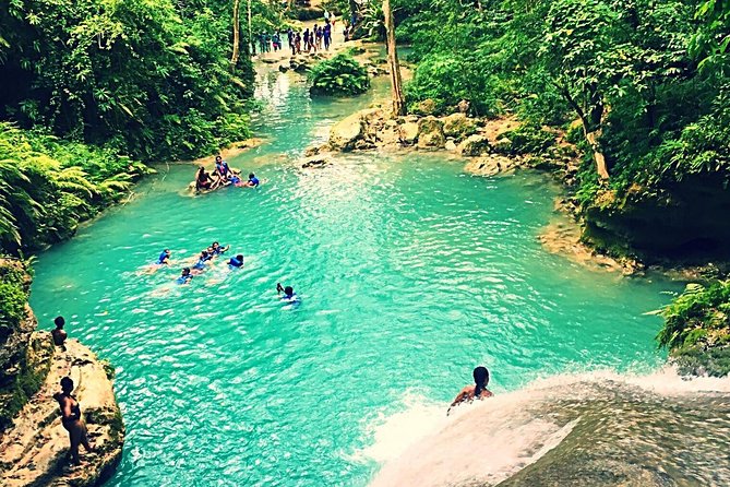 Secret Falls Blue Hole And zipline Adventure from Ocho Rios - Swimming Beneath the Waterfalls
