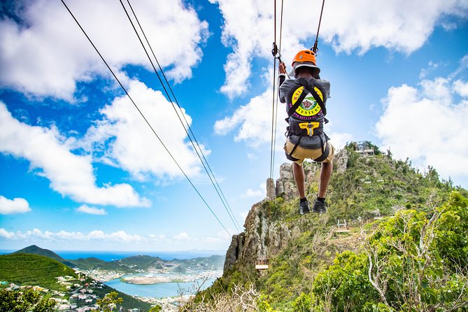 Sky Explorer and Sentry Hill Zip Line Adventure St Maartin - Safety orientation and getting into the harness