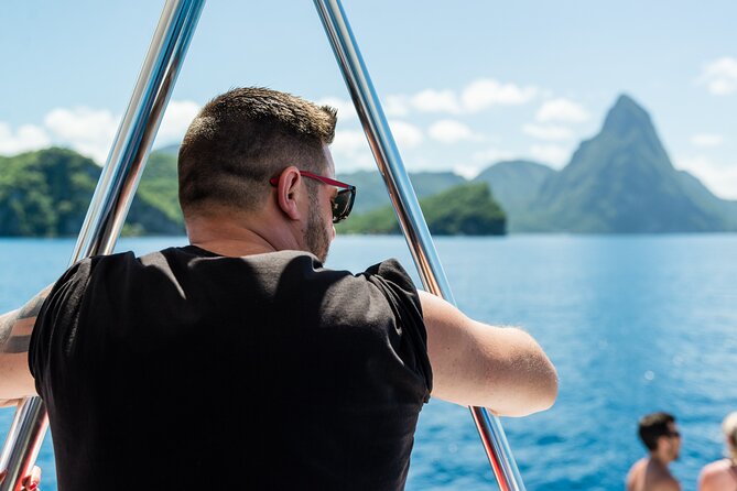 Soufriere Catamaran Excursion with Zip Lining from Castries - The Pitons from the catamaran