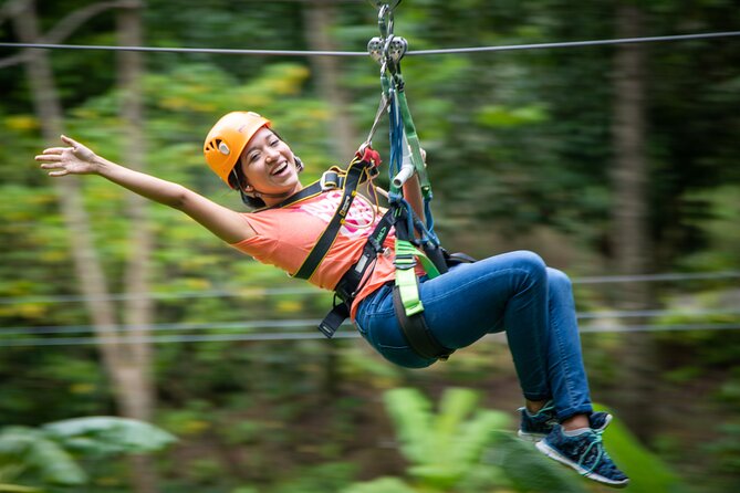 St Lucia Ultimate 3: Aerial Tram, Zipline and Hiking at Rainforest Adventures - Getting fitted for the zipline