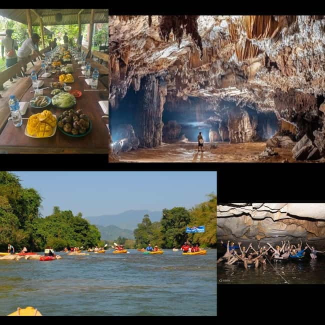 Vang Vieng: Day Tour with Kayaking, Ziplining, and Rafting - Lunch with local food