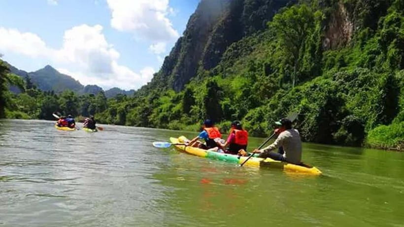Vang Vieng: Hot Air Balloon,Kayak,Zipline,Blue lagoon1 Tour - A big Vang Vieng day for $186