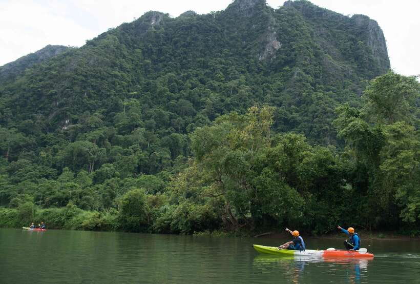 Vang Vieng: Kayaking & Cave Tubing with Zip Line/Blue Lagoon - Transport, timing, and group size