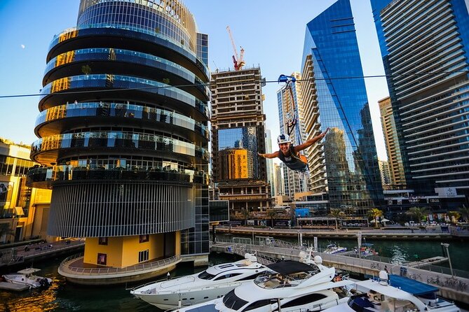 Xline Dubai Marina Zipline Experience With Transfers Option - The route from Amwaj Towers to Dubai Marina Mall